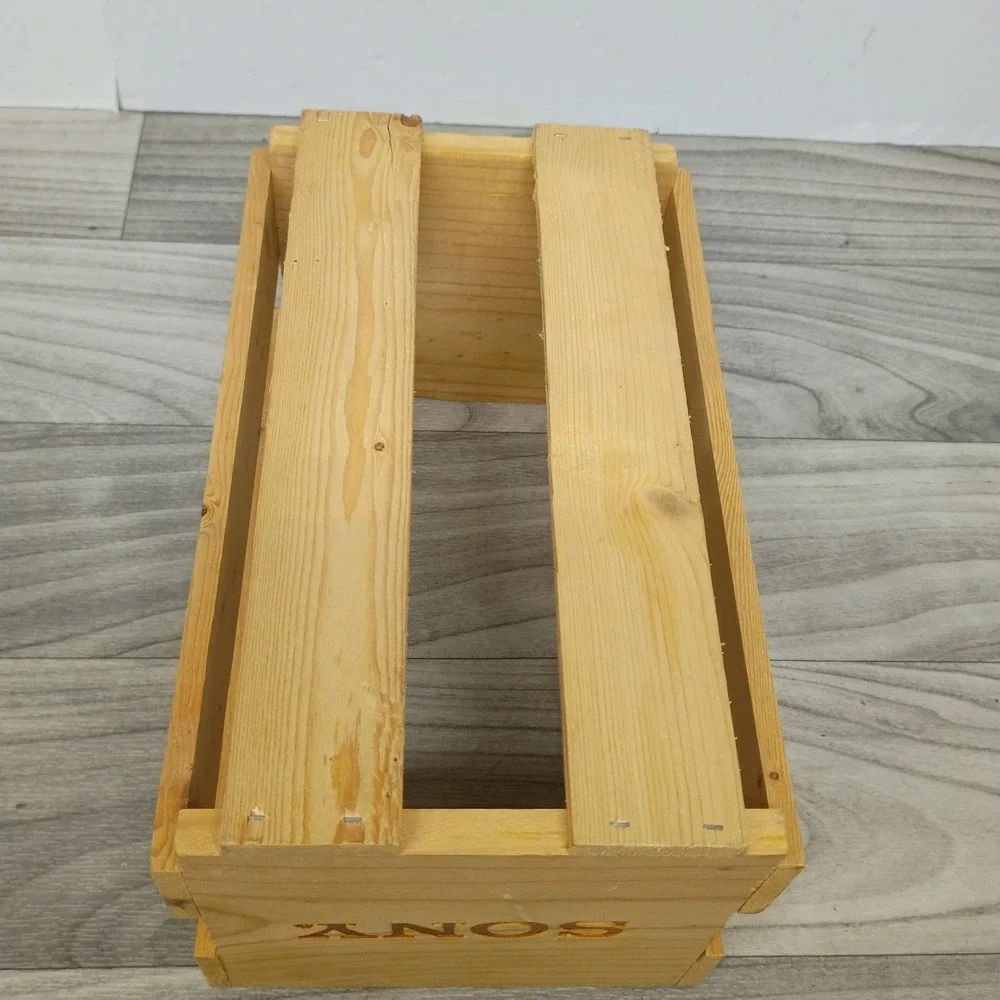 Sony Compact Disc Digital Audio Wooden 20 CD Storage Crate Rack Vintage
